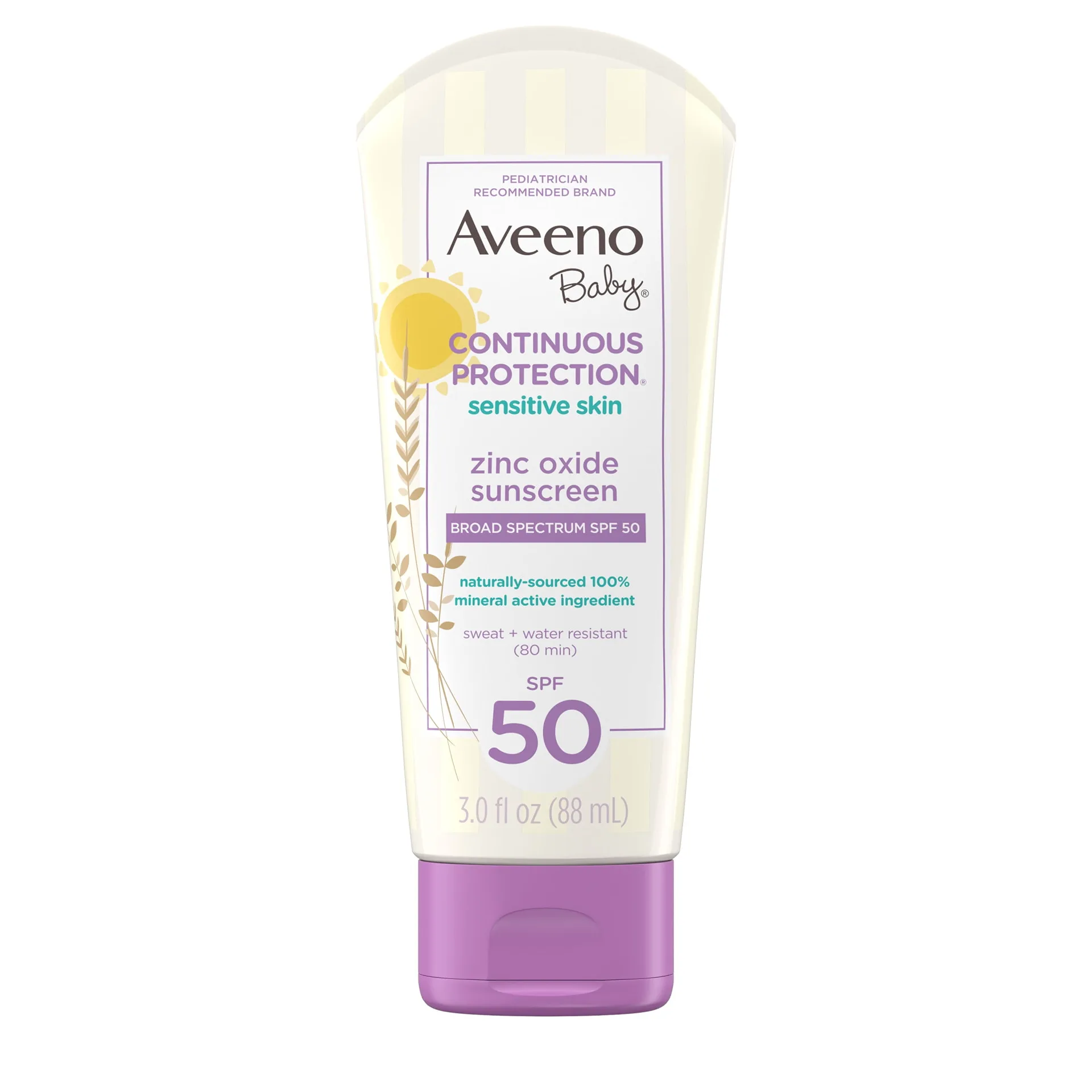 Aveeno Baby Zinc Oxide Mineral Sunscreen Lotion | SPF 50 | 3 fl. Ounce