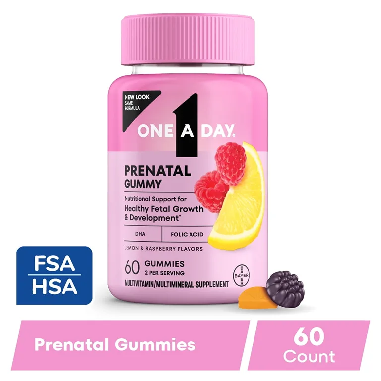 One A Day Prenatal Gummy Vitamins with Folic Acid | DHA | 60 Count