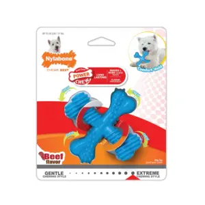 Nylabone Power Chew Comfort Hold X Bone Dog Toy Beef Small (1 Count) | S
