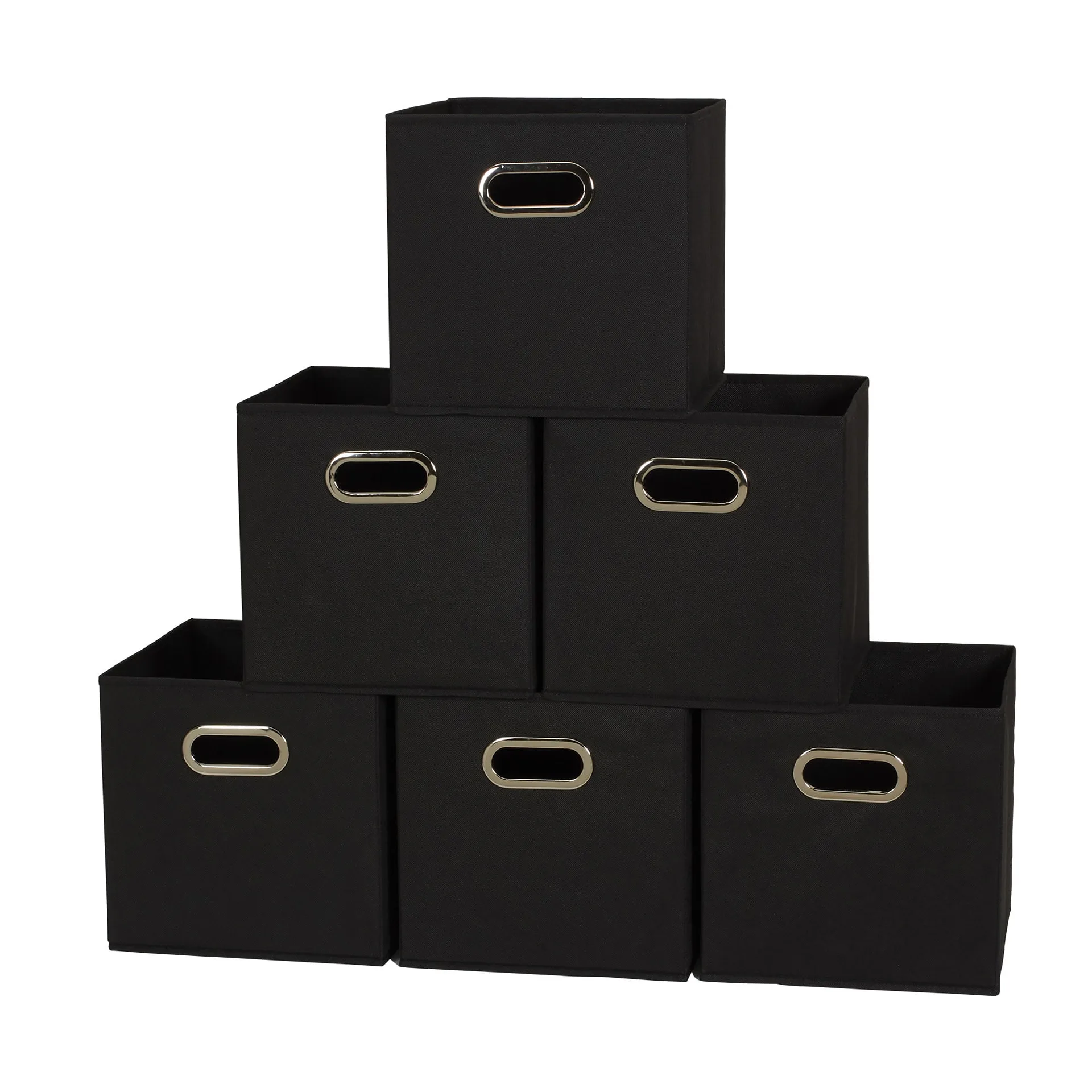 HOUSEHOLD ESSENTIALS Open Fabric Storage Cube Bins | Set of 6 | Black