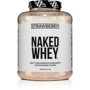 NAKED Strawberry Whey Protein | All Natural Grass Fed Whey Protein Powder + Dried Strawberries + Coconut Sugar- 5lb Bulk | GMO-Free | Soy Free | Gluten Free. Aid Muscle Growth and Recovery | 61 Servings