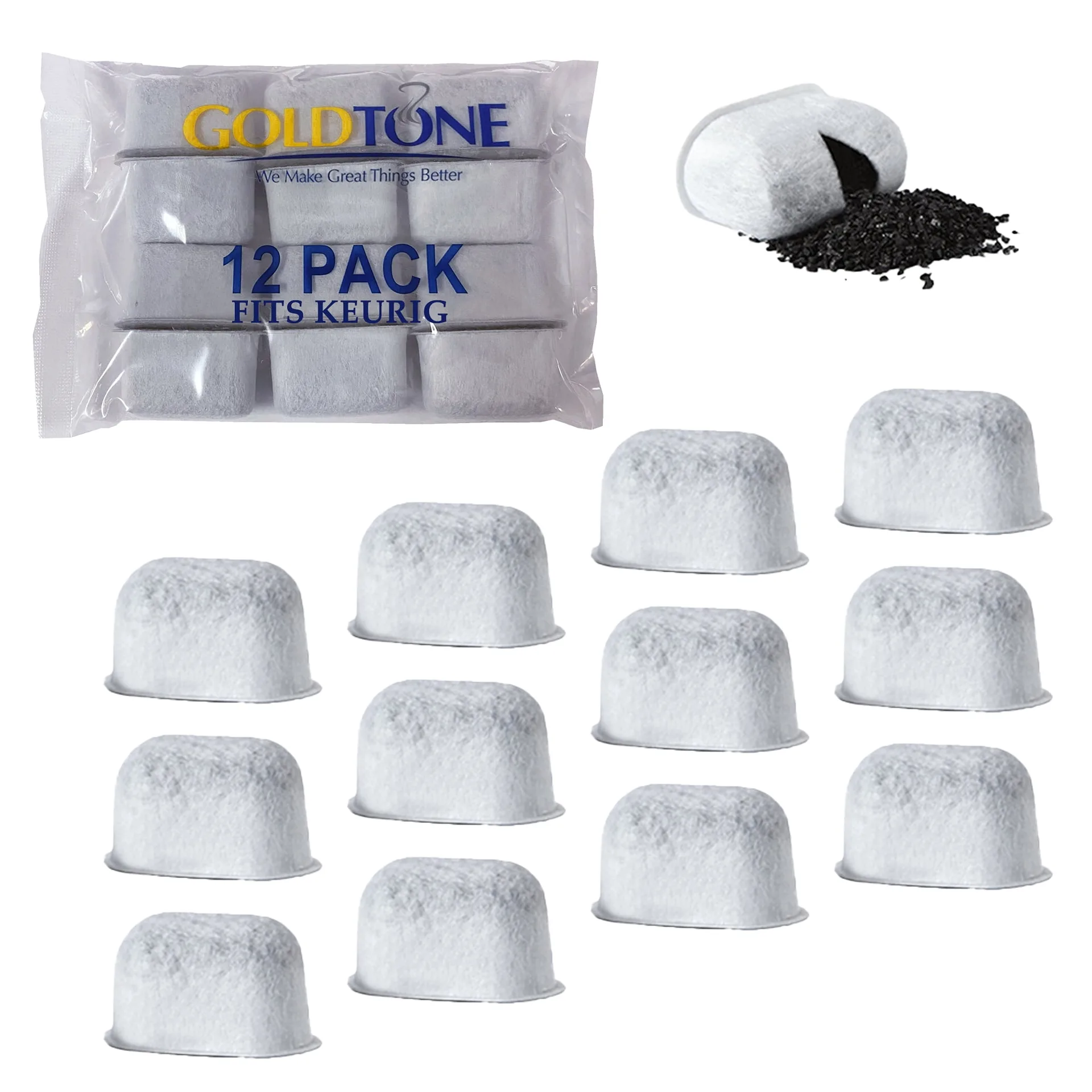 GOLDTONE Replacement Filter for Keurig Coffee Maker | Disposable Water Filter | Resin & Charcoal Filter for KEURIG Filter Replacement (12 PACK)