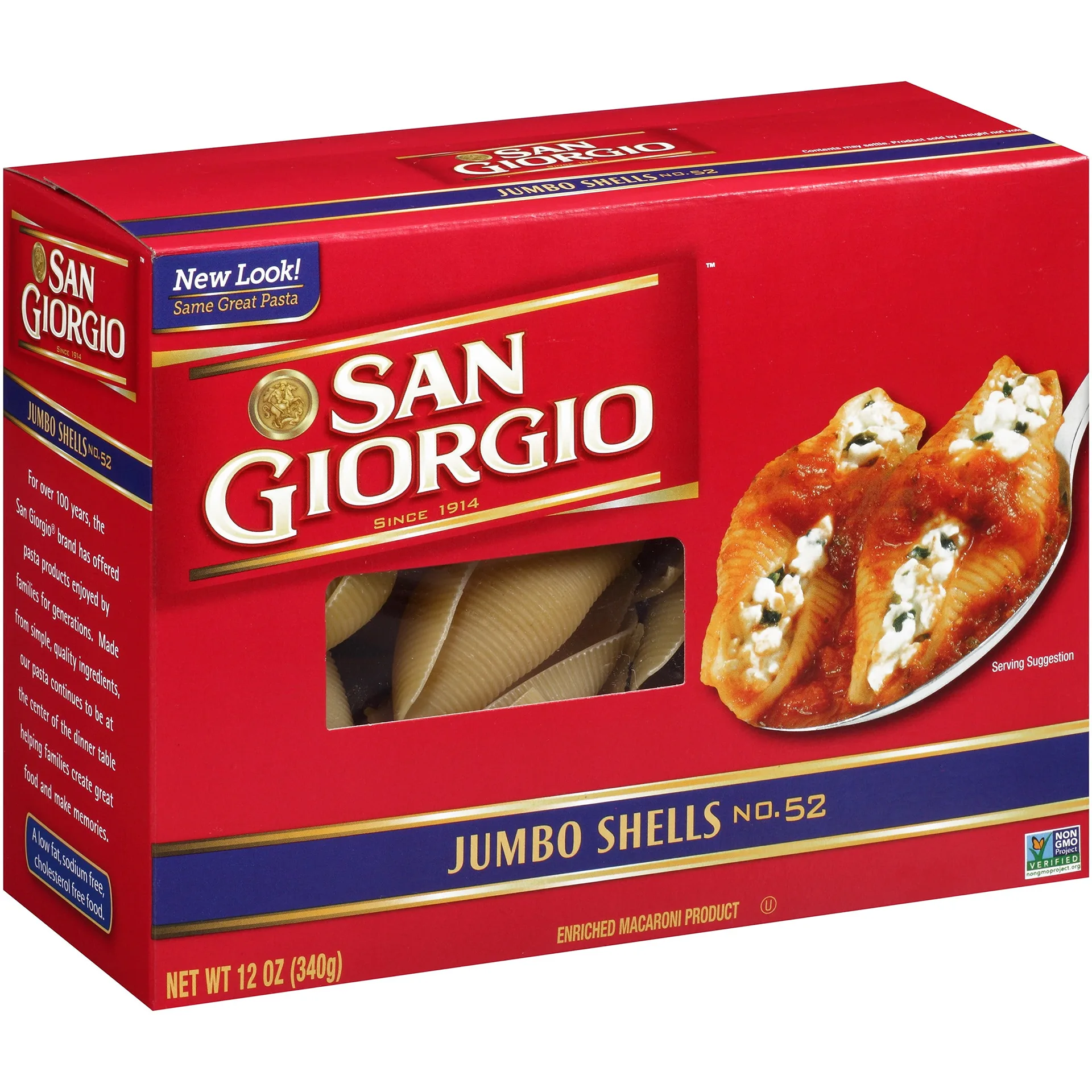 San Giorgio Jumbo Shells Pasta | 12-Ounce Box | Single