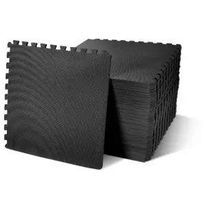 BalanceFrom 96 Square Feet EVA Interlocking Exercise Protective Flooring | 24-Tile | 3/4 Thick | 96 Square Feet | Black