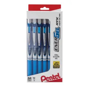 Pentel EnerGel RTX Gel Pen | (0.7mm) Metal Tip | Blue Ink | 12pk