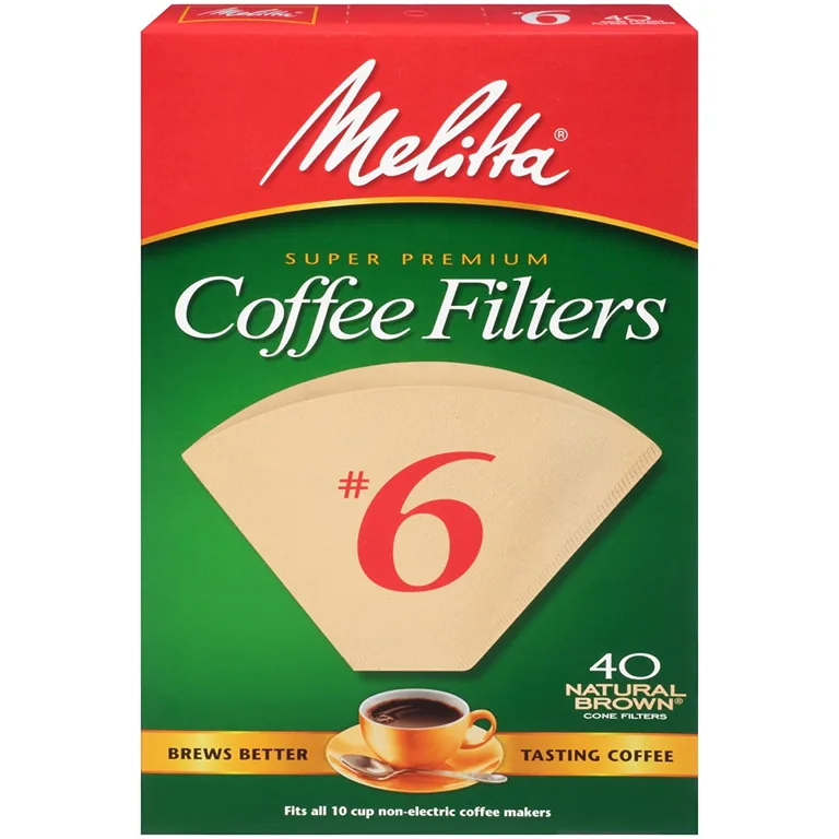 Melitta Natural Brown Cone Coffee Filters | Size #6 | 40Ct