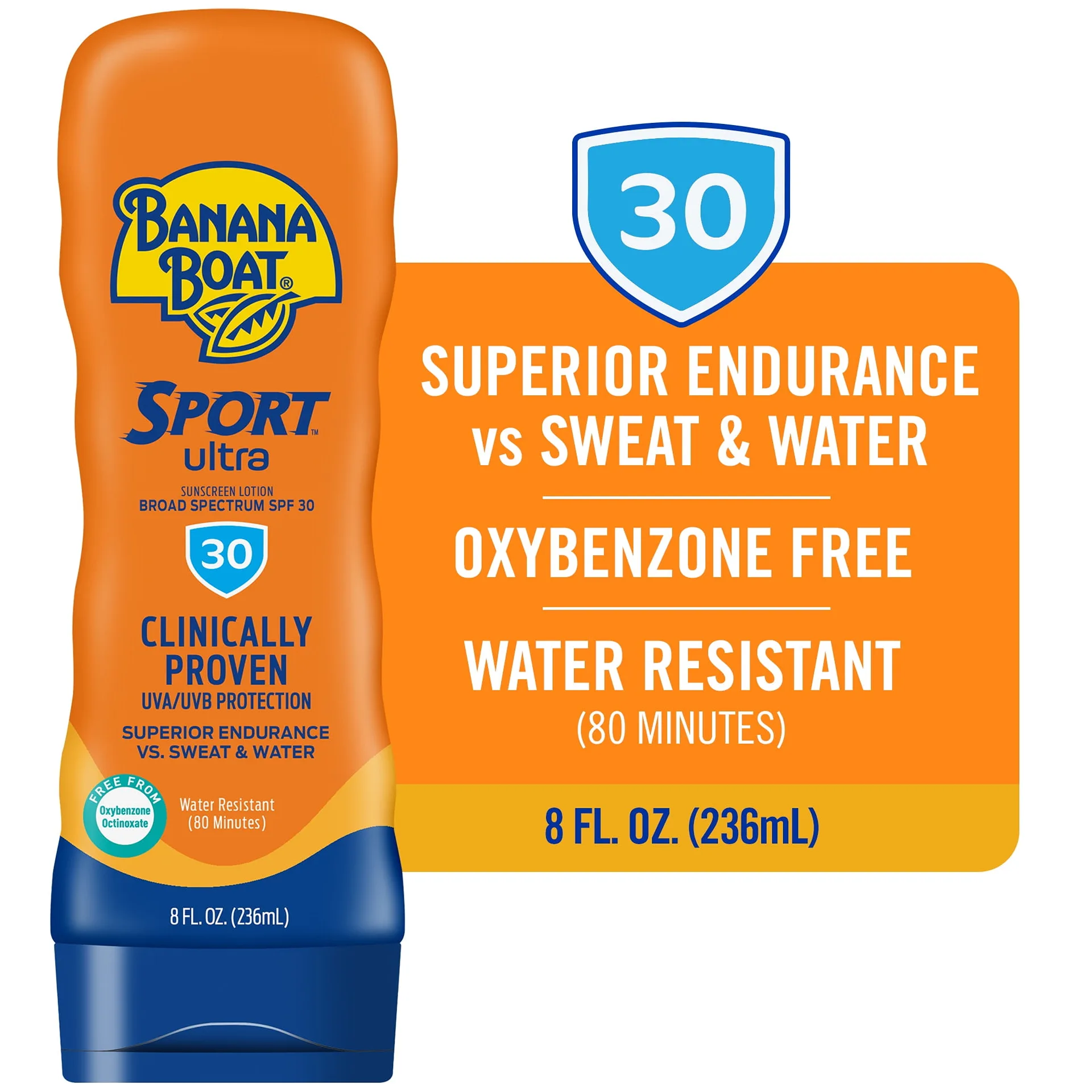Banana Boat Sport Ultra SPF 30 Sunscreen Lotion | Sport Sunscreen | Adult Sunblock Lotion | 8 fl Ounce | Single