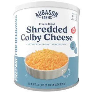 Augason Farms Freeze Dried Shredded Colby Cheese 1 lbs 14 Ounce No. 10 Can | single (no. 10 can)