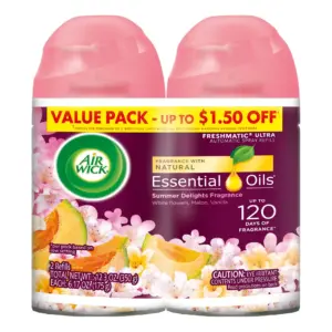 Air Wick Automatic Air Freshener Spray Refill | 2ct | Summer Delights | Essential Oils | Single | 2 Pack
