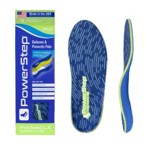 PowerStep Pinnacle Memory Foam Full Length Orthotic Shoe Insoles with Arch Support for Sensitive Feet | Fat Pad Atrophy | Plantar Fasciitis | (I/J) Men's 12-13