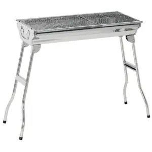 Witaxima Portable Charcoal Grill | 37.75 Stainless Steel Folding Outdoor BBQ Grill with Pan and Grill Rack for Camping | Picnic | Tailgating | Silver