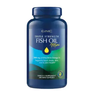 GNC Triple Strength Fish Oil Mini Omega 3 With 1000mg EPA and DHA | Supports Heart | Brain | Skin and Joint Health | 240 Mini Softgels | 240 ct