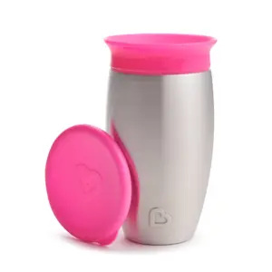 Munchkin Miracle 360° Stainless Steel Toddler Sippy Cup | 10 Ounce | Pink | Unisex
