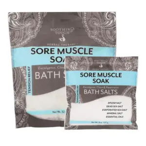 Soothing Touch Tension Relief Sore Muscle Soak Bath Salts Eucalyptus Clove & Peppermint 32 Ounce