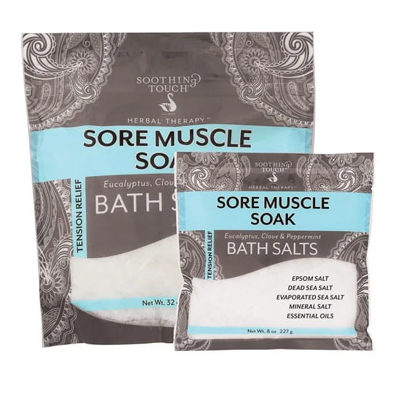 Soothing Touch Tension Relief Sore Muscle Soak Bath Salts Eucalyptus Clove & Peppermint 32 Ounce