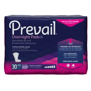 Prevail Overnight Absorbency Incontinence Bladder Control Pads | 30 Count | 30 ct