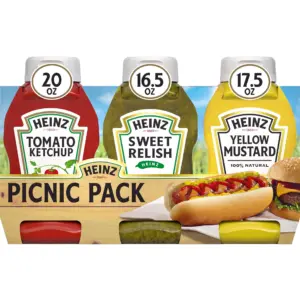 Heinz Tomato Ketchup | Relish | & Mustard Picnic Pack | 3 Count