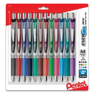 Pentel EnerGel RTX Retractable Gel Pen | (0.7mm) Assorted Ink 12-Pack