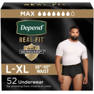 (2 pack) Depend Real Fit Incontinence Underwear for Men | Adult Diapers | L/Extra Large | Grey | 52 Count