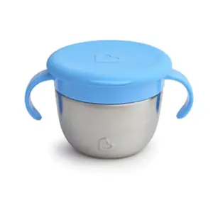 Munchkin Snack+ Stainless Steel Toddler Snack Catcher Cup with Lid | 9 Ounce | Blue | Unisex