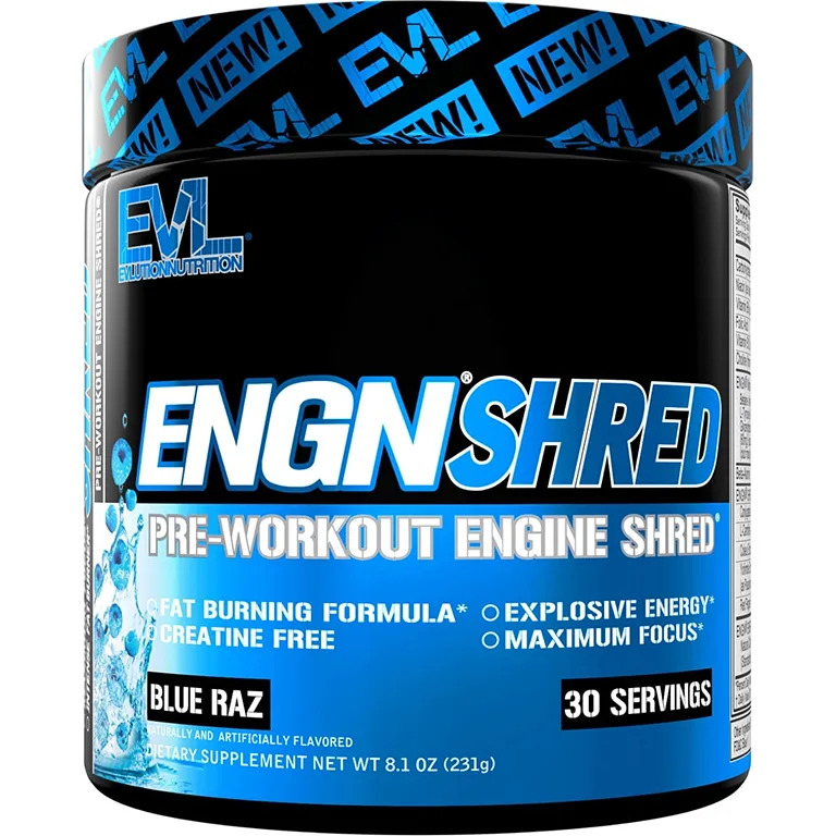 Pre Workout for Weight Loss | ENGN Shred Pre Workout Powder for Maximum Energy and Focus | Natural Caffeine from Coffee Bean and Green Tea Extract | Fat Burner Preworkout Supplement 30 Servings BlueRaz | Blue Raz