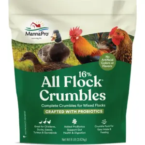 Manna Pro All Flock Crumbles with Probiotic for Chickens | 1 Bag | 8 lbs