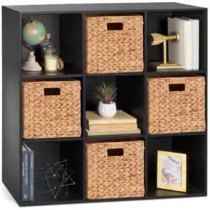 Best Choice Products 9-Cube Bookshelf | 11in Display Storage Organizer w/ 3 Removable Back Panels | Black
