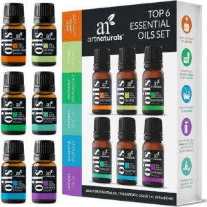ArtNaturals Therapeutic-Grade Essential Oil Gift Set | Lavender | Rosemary | Tea Tree | 6 x 10 Milliliters