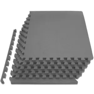 ProsourceFit Exercise Puzzle Mat 1-Inch | Grey | 72 Square Feet | 18 Tiles | Gray 2