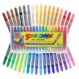 U.S. Art Supply Super Crayons Set of 36 Colors | Smooth Easy Glide Gel Crayons | Bright | Blendable & Washable