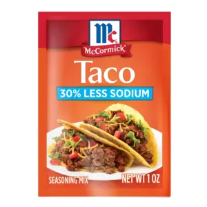McCormick 30% Less Sodium Taco Seasoning Mix | 1 Ounce Envelope | Single