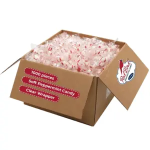 Red Bird Soft Peppermint Candy | Kosher Gluten-Free Mints Bulk | Clear Wrapper | 1000 Count Box | 1000 ct Branded Wrap