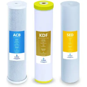 Express Water Whole House Heavy Metal Water Filter Set 3 Stage Filtration Replacement Kit Sediment | Carbon Block | KDF High Capacity Cartridge 5 Micron 4.5 x 20 inch