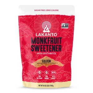 Lakanto Golden Monk Fruit Sweetener | Raw Cane Sugar Substitute | Zero Calorie | Keto Diet Friendly | Zero Net Carbs | Zero Glycemic | Baking | Extract | Sugar Replacement (Golden | 3 lbs) | Single | 48 Ounce