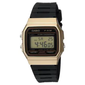 Casio Men's Casual Digital Black Resin Sport Watch | Gold Case F91WM-9A