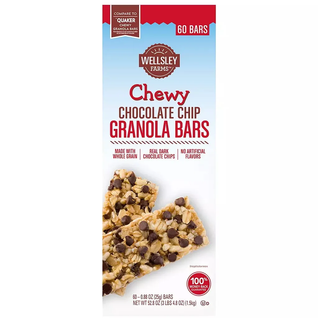 Wellsley Farms Chewy Chocolate Chip Granola Bars | .88 Ounce | 60 Count