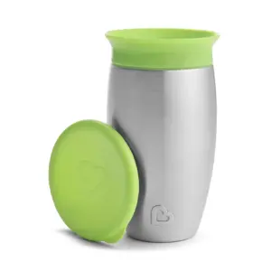 Munchkin Miracle 360° Stainless Steel Toddler Sippy Cup | 10 Ounce | Green | Unisex