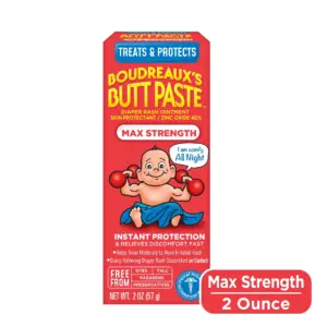 Boudreaux's Butt Paste Maximum Strength | Diaper Rash Cream for Babies | Infant Ointment | 2 Ounce