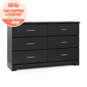 Storkcraft Brookside 6 Drawer Nursery Double Dresser | Black