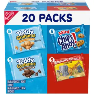 Nabisco Variety Pack | Barnum's Animal Crackers | Teddy Grahams and CHIPS AHOY! Cookies | 20 Snack Packs