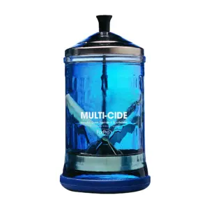 ForPro Multi-Cide Midsize Disinfecting Jar | Disinfectant Glass Jar for Manicure and Spa Implements | 21 Ounces | 8 H x 4.25 W