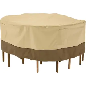 Classic Accessories Veranda Water-Resistant 94 Inch Round Patio Table and Chair Set Cover | 94DIA x 23H