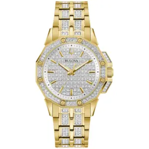 Bulova Women's Octava Gold-Tone Crystal Accented Watch | 98L302