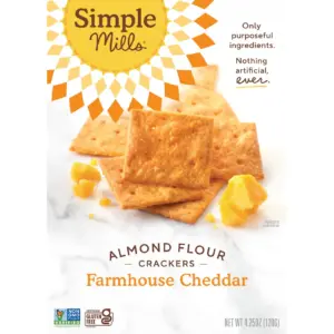Simple Mills Almond Flour Crackers | Farmhouse Cheddar Gluten-Free Crackers | 4.25 Ounce