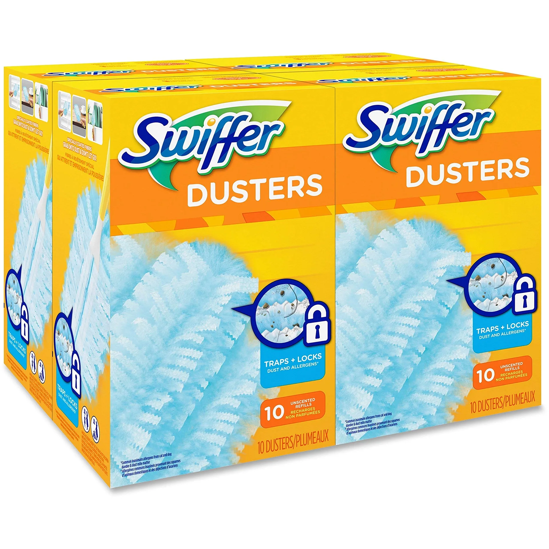 Swiffer 21459CT Refill Dusters | Dust Lock Fiber | Light Blue | Unscented | 10/Box | 4 Box/Carton