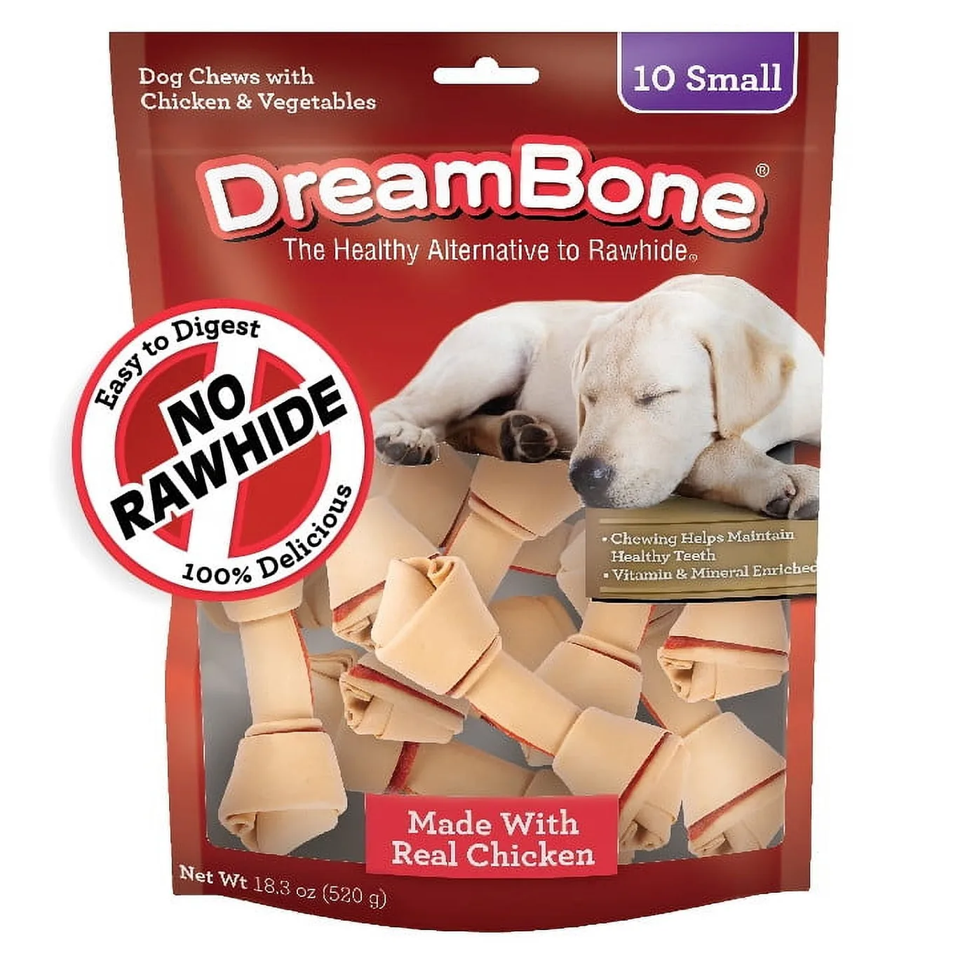 DreamBone Small Chews with Real Chicken | Rawhide-Free Chews for Dogs | 10 Count