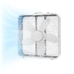 Comfort Zone 20 Box Fan with Carry Handle | 3 Speed Full-Force Air Circulation with Air Conditioner | Floor Fan | Bedroom Fan | Airflow 15.03 ft/sec | Ideal for Home | Bedroom and Office | CZ200A | White