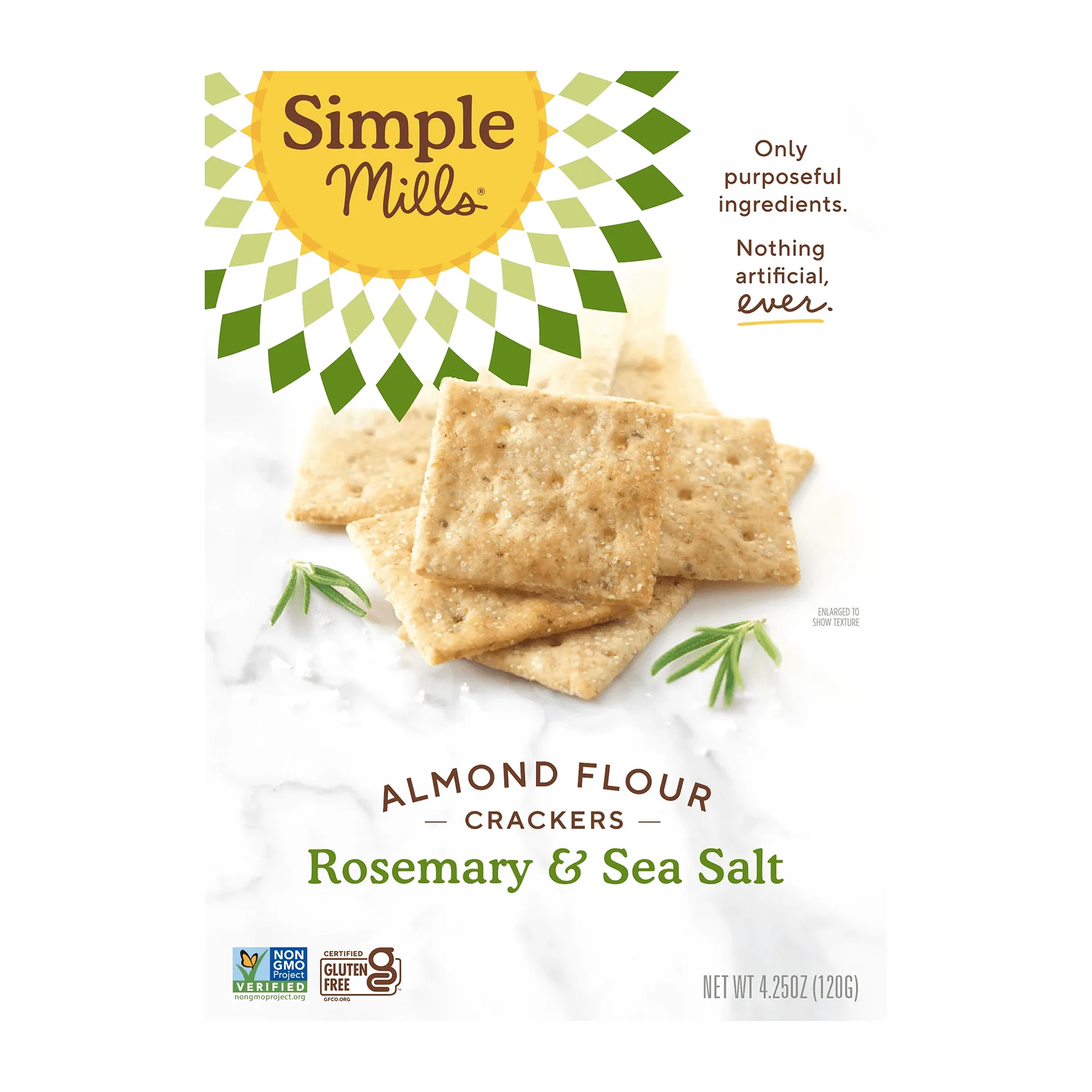 Simple Mills Almond Flour Crackers | Rosemary & Sea Salt | Gluten-Free | 4.25 Ounce | Single