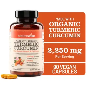 NatureWise Curcumin Turmeric 2250mg + Black Pepper and Ginger | 90 Capsules[30-Day Supply] | 90 Count (Pack of 1)