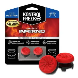 KontrolFreek FPS Freek Inferno for Playstation 4 (PS4) & Playstation 5 (PS5) Controller | Performance Thumbsticks | 2 High-Rise Concave | Red
